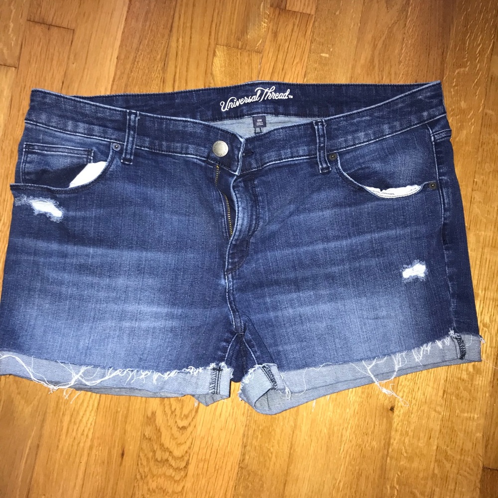 Blue jean distressed shorts